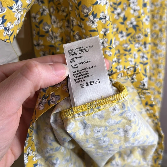 R13 Yellow Floral and Leopard Cotton Tony Button Down Shirt, Unisex Size Small - Picture 11 of 12